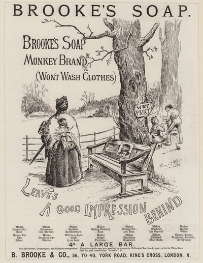 Reklama, Mydło Brooke (grawerowanie) autorstwa English School