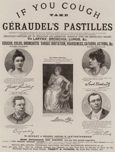 Reklama, Pastylki Geraudela (grawerowanie) autorstwa English School