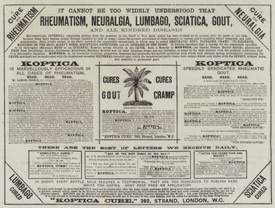 Reklama, Koptica Cure (grawerowanie) autorstwa English School