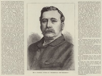 Reklama, pan B. Beasley, autor książki „Jąkanie, jej leczenie” (rycina) autorstwa English School