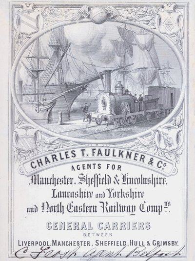 Reklama dla Charles T Faulkner and Company, agentów dla przedsiębiorstw kolejowych (lito) autorstwa English School