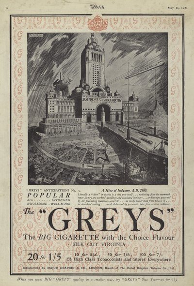 Reklama papierosów Grays autorstwa English School