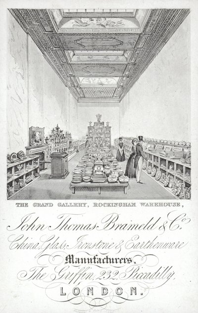 Reklama firmy John Thomas Brameld and Co, producentów porcelany, szkła, żelaza i fajansu, Londyn autorstwa English School