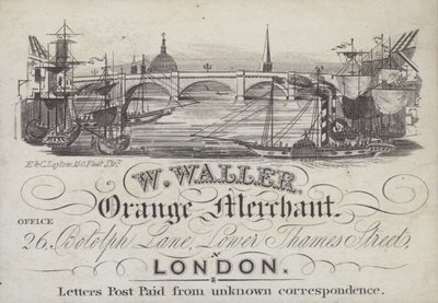 Reklama firmy W Waller, Orange Merchant, Londyn (lito) autorstwa English School