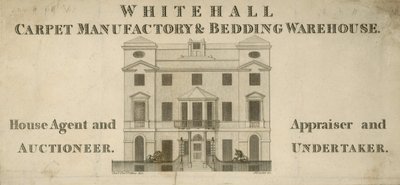 Reklama Manufaktury Dywanów i Magazynu Pościeli Whitehall autorstwa English School