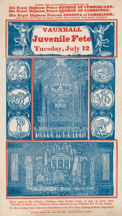 Reklama festynu dla nieletnich w Vauxhall Gardens w Londynie autorstwa English School