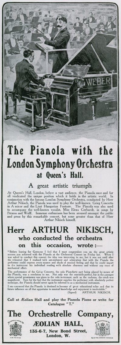 Reklama pianola autorstwa English School