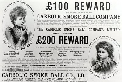 Reklama firmy Carbolic Smoke Ball, 1893 autorstwa English School