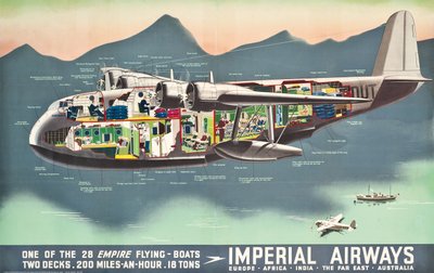 Plakat reklamowy "Latających łodzi" Imperial Airways, 1937 autorstwa English School