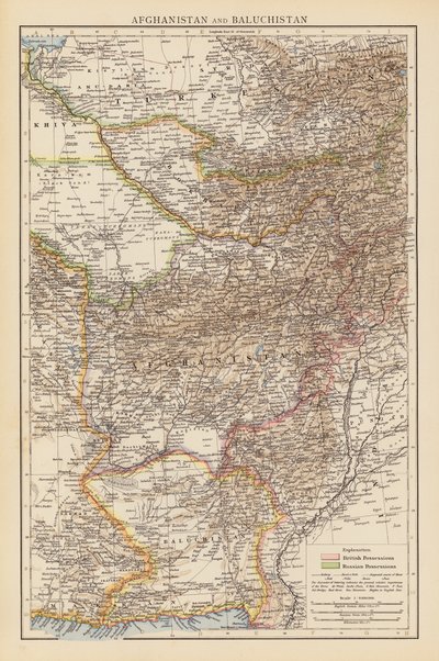 Afganistan i Beludżystan (kolorowa litografia) autorstwa English School