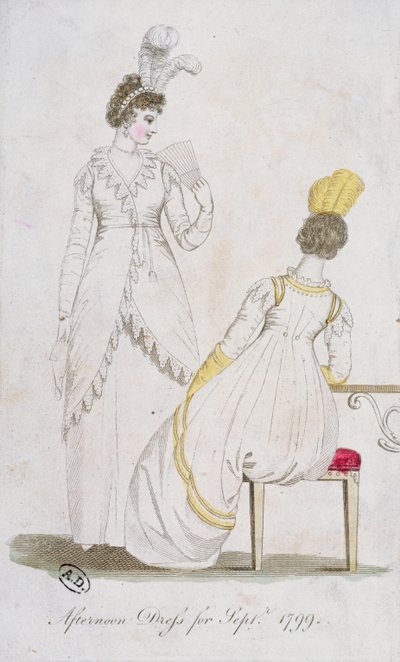 Popołudniowa sukienka na wrzesień 1799 autorstwa English School