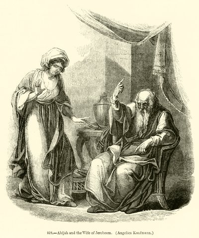Ahijah i żona Jeroboama, Angelica Kaufmann (rycina) autorstwa English School