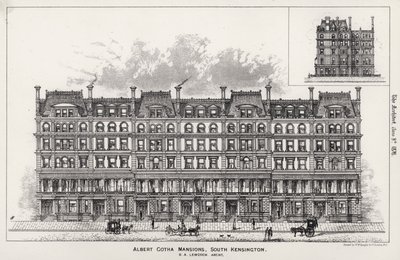 Albert Gotha Mansions, South Kensington (grawerowanie) autorstwa English School