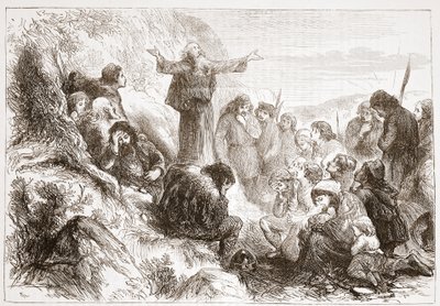 Wyznawcy albigensów nad brzegami Rodanu, ilustracja z Historii protestantyzmu Jamesa Aitkena Wylie (1808-1890), wyd. 1878 autorstwa English School