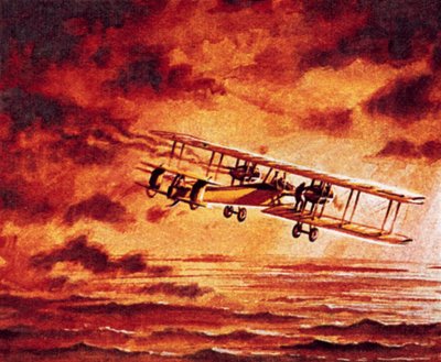 Alcock i Brown w „Vimy” Vickersa autorstwa English School