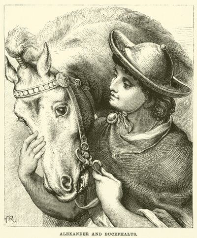 Aleksander i Bucefał (rycina) autorstwa English School