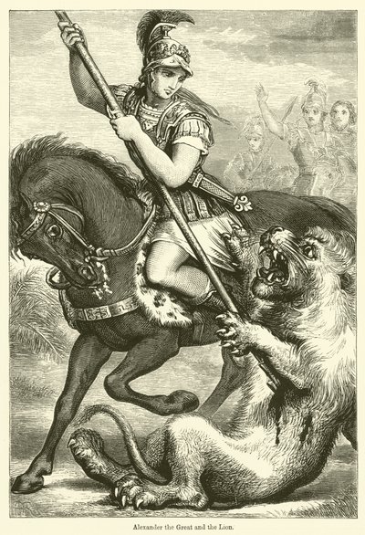 Aleksander Wielki i Lew (rycina) autorstwa English School