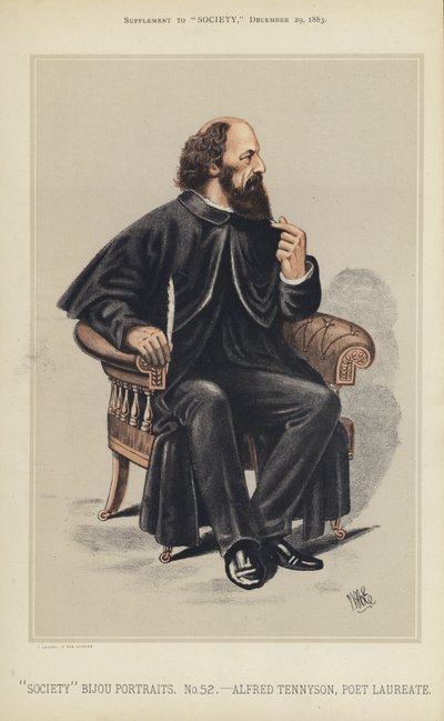 Alfred Tennyson, Poeta Laureat (kolor lito) autorstwa English School