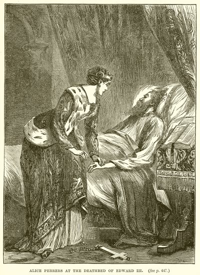 Alice Perrers na łożu śmierci Edwarda III autorstwa English School
