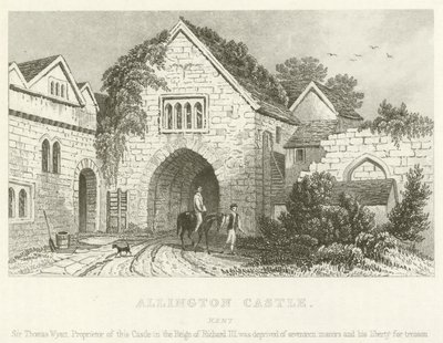Zamek Allington, Kent (grawerowanie) autorstwa English School