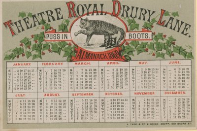 Almanach z 1869 r., wydany przez Theatre Royal Drury Lane autorstwa English School