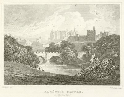 Zamek Alnwick, Northumberland (grawerowanie) autorstwa English School