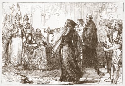 Sprzeczka między Johnem z Gaunta a biskupem Londynu, ilustracja z Historii protestantyzmu Jamesa Aitkena Wylie (1808-1890), wyd. 1878 autorstwa English School