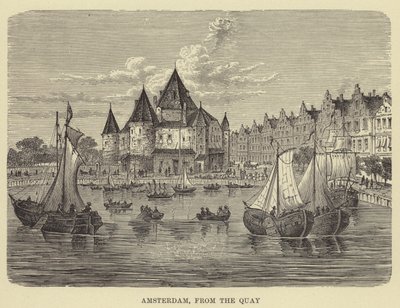 Amsterdam, od nabrzeża (grawerowanie) autorstwa English School