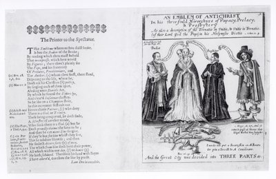 Godło Antychrysta w jego potrójnych hierarchiach papiestwa, prałatury i prezbiterium, 1649 autorstwa English School
