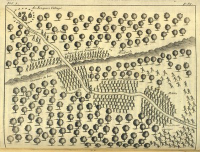 Wieś Irokezów, 1703 autorstwa English School