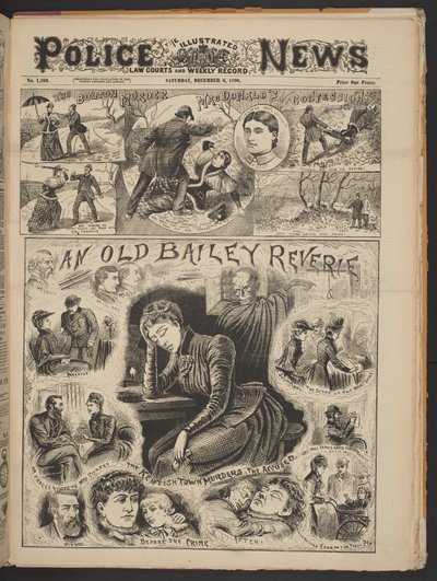An Old Bailey Reverie, z The Illustrated Police News, sobota, 6 grudnia 1890 r. (papier gazetowy) autorstwa English School