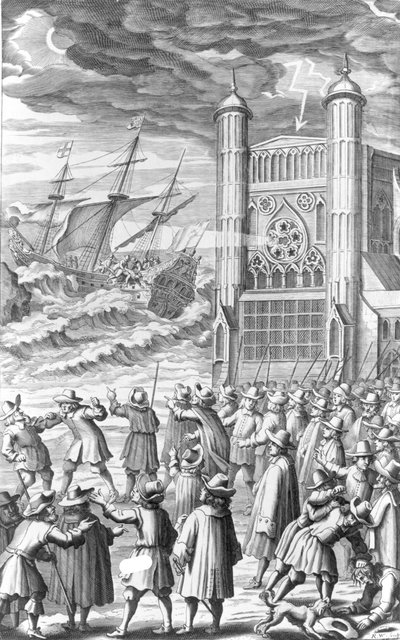 Alegoria wydarzeń związanych z królem Karolem I w 1649 r., XVII w. autorstwa English School