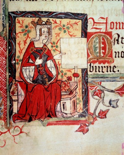 Iluminacja przedstawiająca Mathilde the Emperesse (ok. 1102-1167), znaną również jako Maud i Mathilde of England, żonę Henryka V ze Świętego Cesarstwa, pochodzi z książki "Histoire d