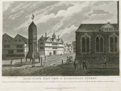 Starożytny północno-wschodni widok na Bishopsgate Street autorstwa English School