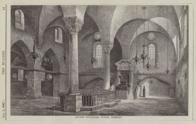 Starożytna Synagoga, Wormacja, Niemcy (rycina) autorstwa English School