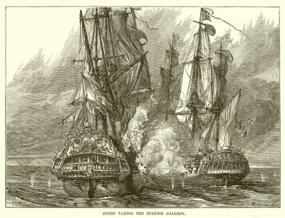 Anson bierze hiszpański galeon autorstwa English School