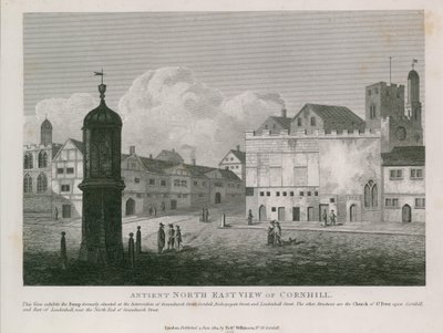 Starożytny północno-wschodni widok na Cornhill autorstwa English School
