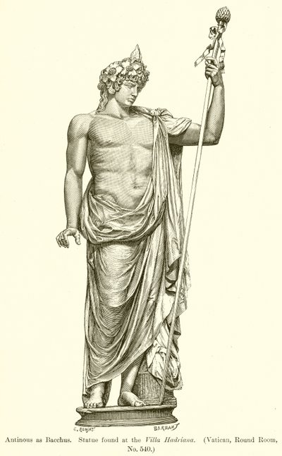 Antinous jako Bachus. Posąg znaleziony w Willi Hadriana. (Watykan, sala okrągła, nr 540) autorstwa English School