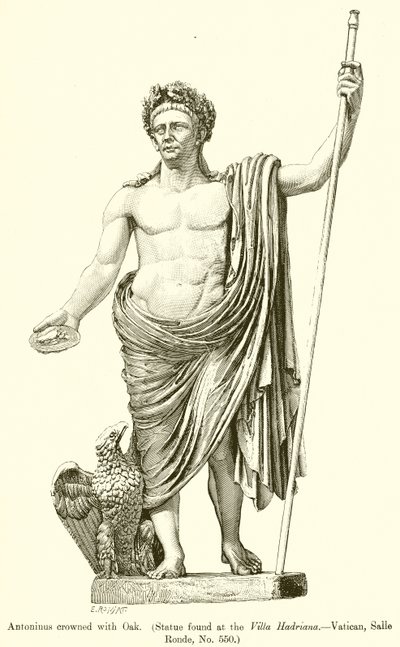 Antoninus w koronie dębem. (Pomnik znaleziony w Willi Hadriana.--Watykan, Salle Ronde, nr 550) autorstwa English School