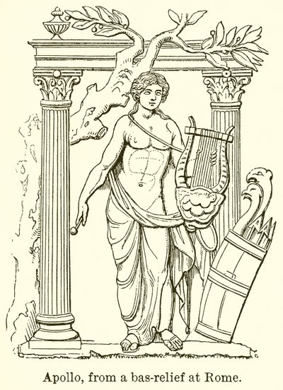 Apollo, z płaskorzeźby w Rzymie autorstwa English School