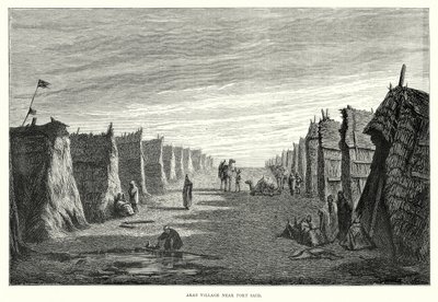 Wioska arabska w pobliżu Port Said (grawerunek) autorstwa English School