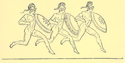 Wyścig zbrojny, ilustracja z Historii Grecji autorstwa Victora Duruy, 1890 (obraz ulepszony cyfrowo) autorstwa English School