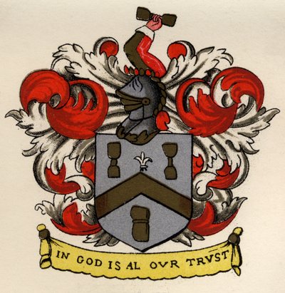 Arms of the Bricklayers and Tilers of the Gateshead Chapter, 1671, z Historii masonerii, tom II, wydanej przez Thomasa C. Jacka, Londyn, 1883 autorstwa English School