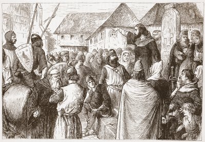 Arnold z Brescii Przepowiadanie, ilustracja z Historii protestantyzmu Jamesa Aitkena Wylie (1808-1890), wyd. 1878 autorstwa English School