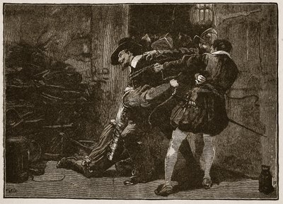 Aresztowanie Guya Fawkesa, ilustracja z Cassells Illustrated History of England (zdjęcie w sepii) autorstwa English School