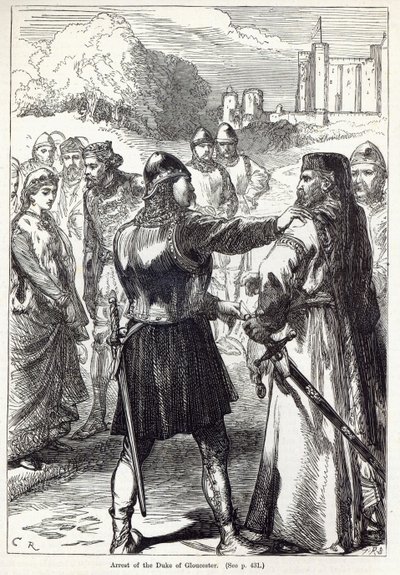 Aresztowanie księcia Gloucester, ilustracja z „Ilustrowanej historii Anglii Cassella” autorstwa English School