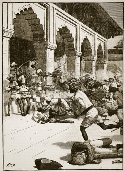 Aresztowanie radży Benares, ilustracja z Cassells Illustrated History of England (zdjęcie w sepii) autorstwa English School