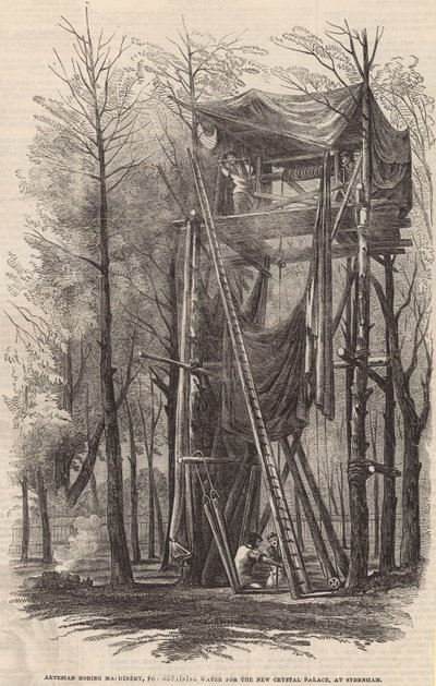 Artesian Boring Machinery do pozyskiwania wody do nowego Crystal Palace autorstwa English School