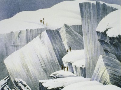 Ascending a Cliff, z Narracji o wspinaczce na szczyt Mont Blanc autorstwa Charles Fellows (1799-1860), opublikowana w 1827 r. autorstwa English School