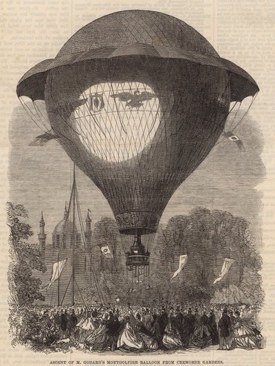 Wejście balonem M Goddards Montgolfier z Cremorne Gardens autorstwa English School